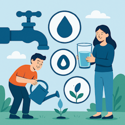 Dos personas cuidando el agua potable